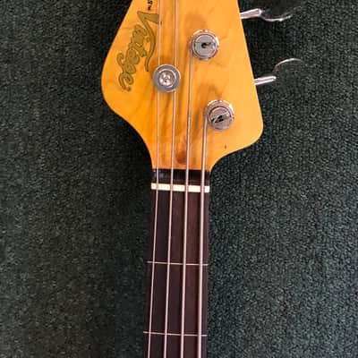 Vintage LV74MRJP Fretless 4-String Bass 2021 Satin Distressed Sunset Sunburst image 5