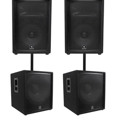 (2) JBL JRX212 1000w 12" 2-Way DJ P/A Speakers+(2) 18" 1400w Subwoofers Pro Subs image 1