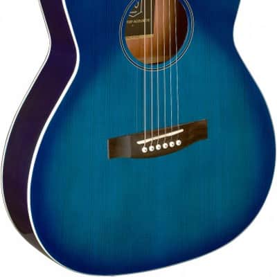 JN Guitars BES-A TBB Bessie Series Acoustic Auditorium, Solid Spruce Top, Trans Blue image 1