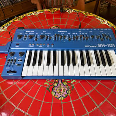 Roland SH-101 Legendary Analog Mono Synth 1982 BLUE!!! With MGS1 Mod Grip image 1