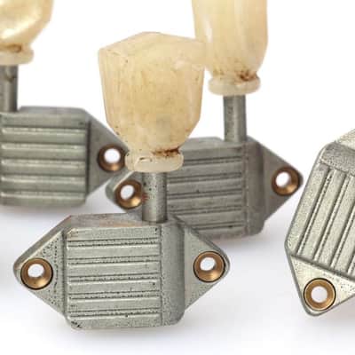 Kluson® Aged Nickel Waffelback Tuner Tulip Plastic Buttons image 3
