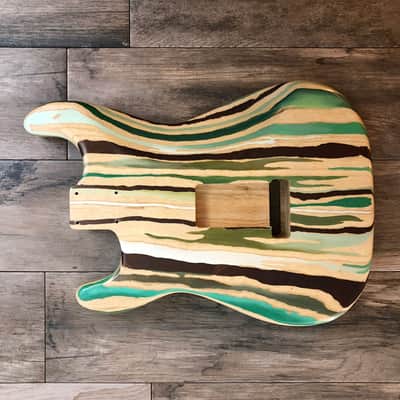 FRANCHIN Mercury guitar body Colorful Wood Grain Green Oil Paint and Bronze Metallic Leaf Swamp Ash S-type Made in Italy - Stock piece #03700918 image 3