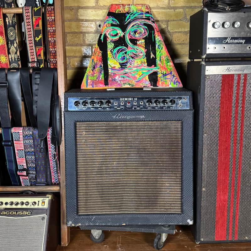 1966 Ampeg Gemini II Vintage Blue Checkerboard 1x15 Tube Combo Guitar Amplifier! image 1