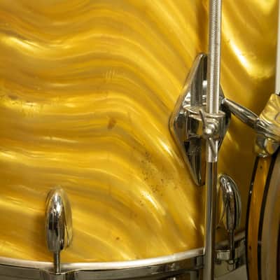 1960s Gretsch Gold Satin Flame "Double Bass" Drum Set image 5