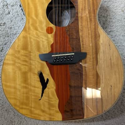 Luna Vista Eagle 12 String  Tropical Wood Acoustic Electric Guitar w/Hard Case image 3