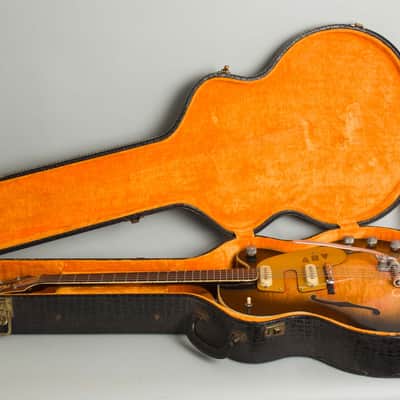 Mosrite /Gretsch Country Gentleman Custom Thinline Hollow Body Electric Guitar, c. 1959, period black hard shell case. image 10