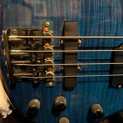 Barrington ntb 332 bass guitar. with midi installed 1990 blue flame image 5