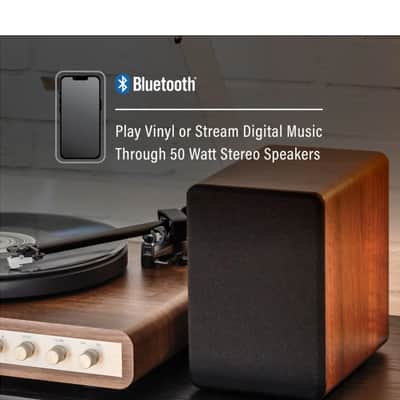 Crosley C65  Record Player with speakers system Belt-Drive 2-Speed  Turntable Record Walnut and Gold- NEW image 4
