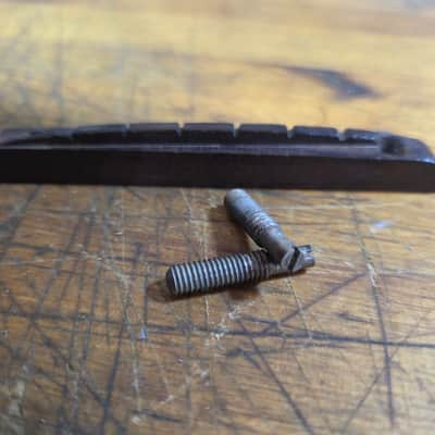 Vintage RARE Original 1957 Kay K-161 or Silvertone1382L Jimmy Reed Wood Guitar Bridge with Adjustment Screws Luthier Parts image 2
