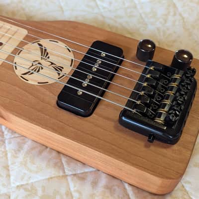 Mini Travel Headless Lap Steel Guitar – Cherry & Maple, P90 Pickup, Gig Bag image 2