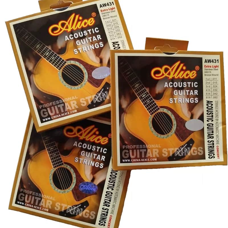 Alice Acoustic Guitar String 3 Set Bundle Bronze Steel .011 - .052 image 1