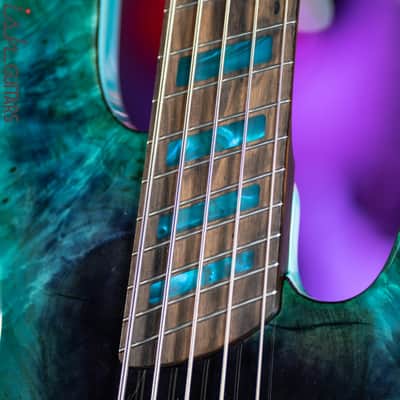 Dingwall Super J 5-String Buckeye Burl Purple to Turquoise Reverseburst image 8