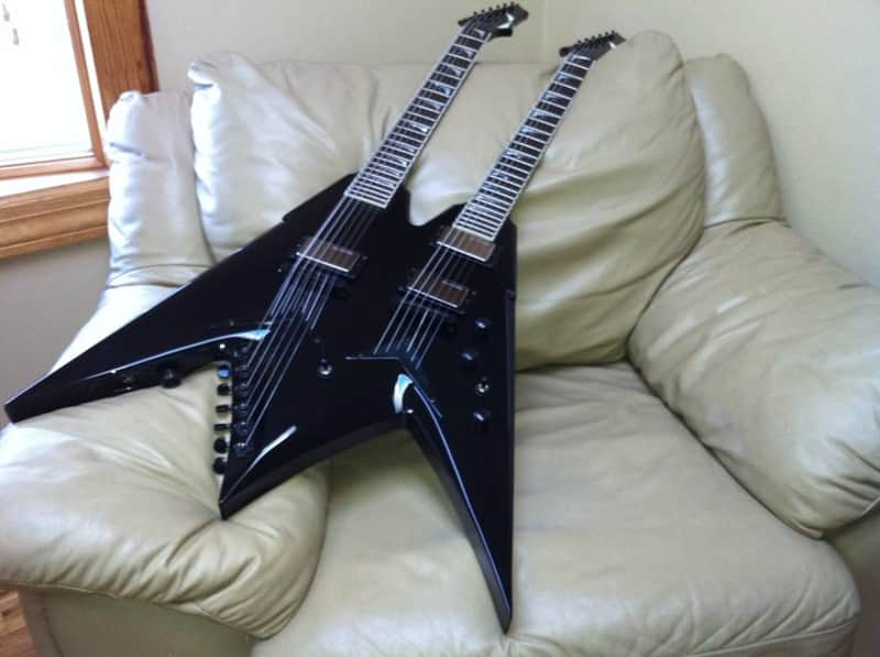Dean VMNT - Dave Mustaine Doubleneck 6/12 Electric Guitar w OHSC - Black image 1