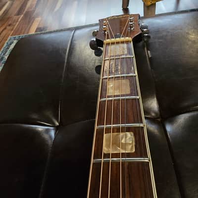 Early 1970's Univox MIJ Dreadnaught - Flame Maple Sunburst - Sold Woods - w/OHSC image 12