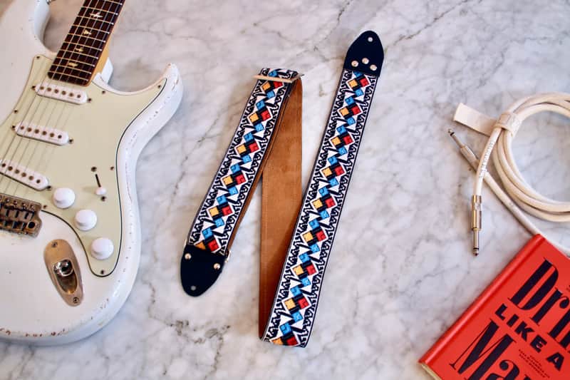 Tom´s Vintage Strap White 'Diamonds' Guitar/Bass Hippie Strap 2026 image 1