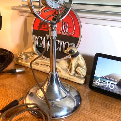 Early 1930's UNIVERSAL BB Carbon Ring Spring Microphone w/Stand & Cable-working! image 1