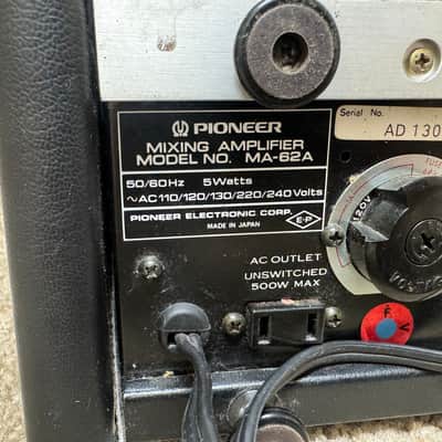 Pioneer MA-62A Mixing Amplifier Powered Mixer image 10