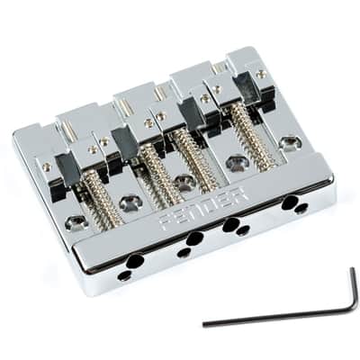 Genuine Fender HiMass 4-String Bass Bridge with Zinc Saddles, CHROME
