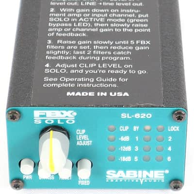 Sabine FBX Solo SL-620 1/4" Connector Feedback Exterminator w/ Box and Adapter image 3