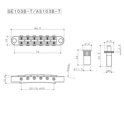 Gotoh  Nashville Style Tune-o-matic Bridge GE103B-T Stud Mount (Black) image 2