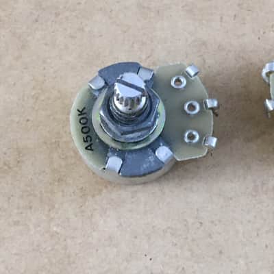 Two Vintage Fullsize Pots A500k Guitar Strat Tele P Bass Wiring Pots NOS Relic image 7