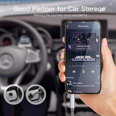 AUX Cord 10ft - 3.5mm Auxiliary Audio Cable AUX Cable Nylon Braided Male to Male 3.5mm Audio Cable Compatible for Headphones, iPods, iPhones, iPads, Home/Car Stereos and More image 5