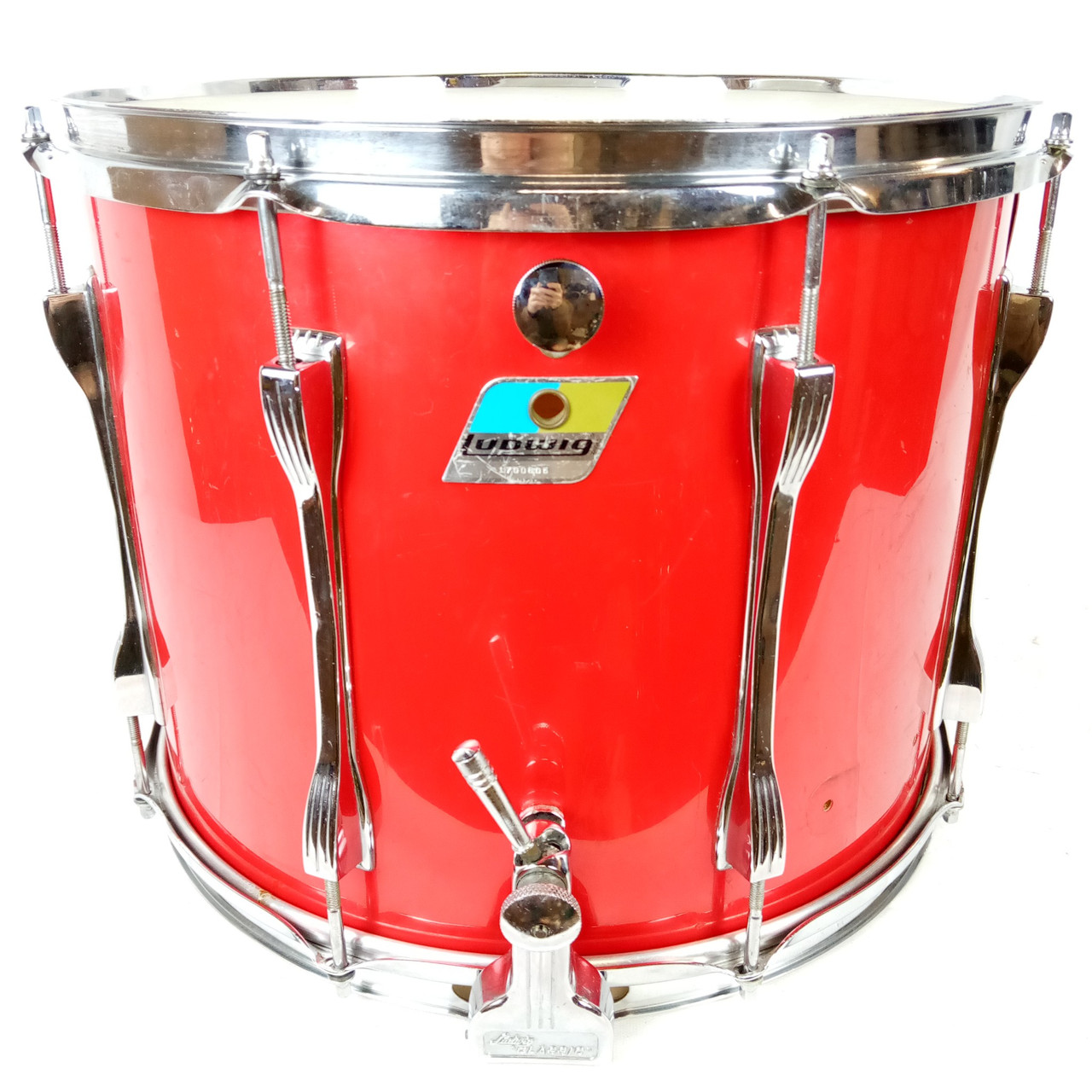 Ludwig 12x15"3Ply Red Cortex Marching Snare Drum Vintage70s Maple Blue/Olive USA — main photograph