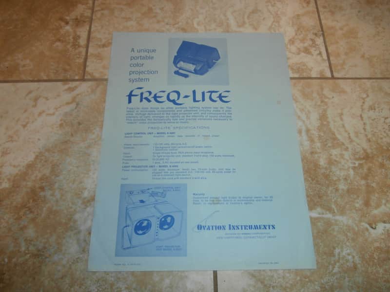 Vintage 1968 Ovation Freq-Lite Light System Flyer! Rare, Original Paperwork! image 1