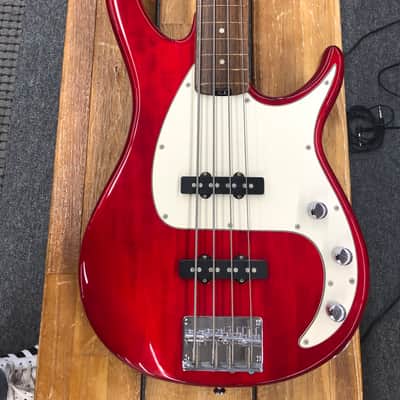 Peavey Milestone IV Fretless Bass Guitar - Transpartent Red image 2