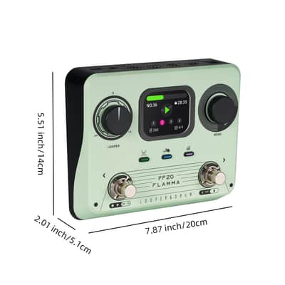 FFLAMMA FF20 Looper Pedal Drum Machine Drum Looper Guitar Pedal with Screen 300 Min Recording 220 Drum Grooves 100 Loop Slots Time Stretch Auto Record USB & Headphone Out for Guitar and BassF20 image 2