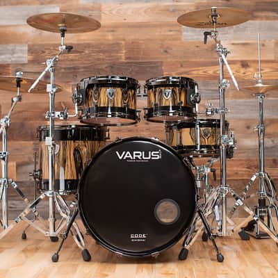 VARUS CUSTOM DELUXE 5 PIECE DRUM KIT, MAHOGANY SHELLS, ROYAL EBONY VENEER image 1