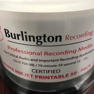 Burlington Recording 80 Min Pro CD-R CERTIFIED Inkjet Printable 1x-12x 50 PK image 1