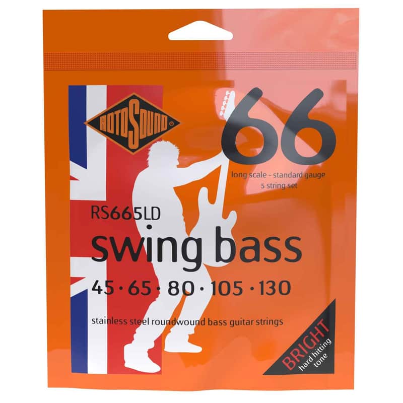 Rotosound RS665LD Swing Bass 66 Stainless Steel Roundwound Bass Guitar Strings - 45-130 Long Scale 5-string Standard Gauge image 1