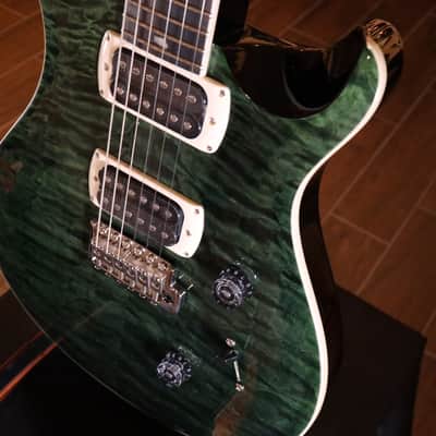 PRS SE Custom 24 Quilt Electric Guitar - Teal Black 1744 image 7