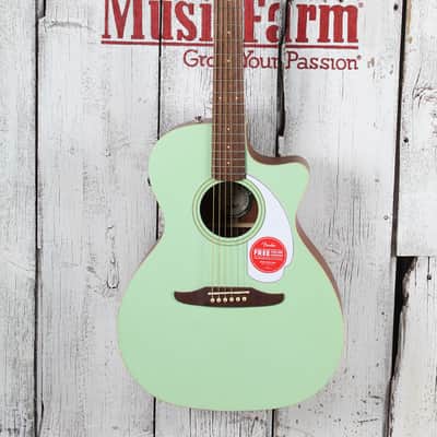 Fender Newporter Player Acoustic Electric Guitar Solid Spruce Top Surf Green image 2
