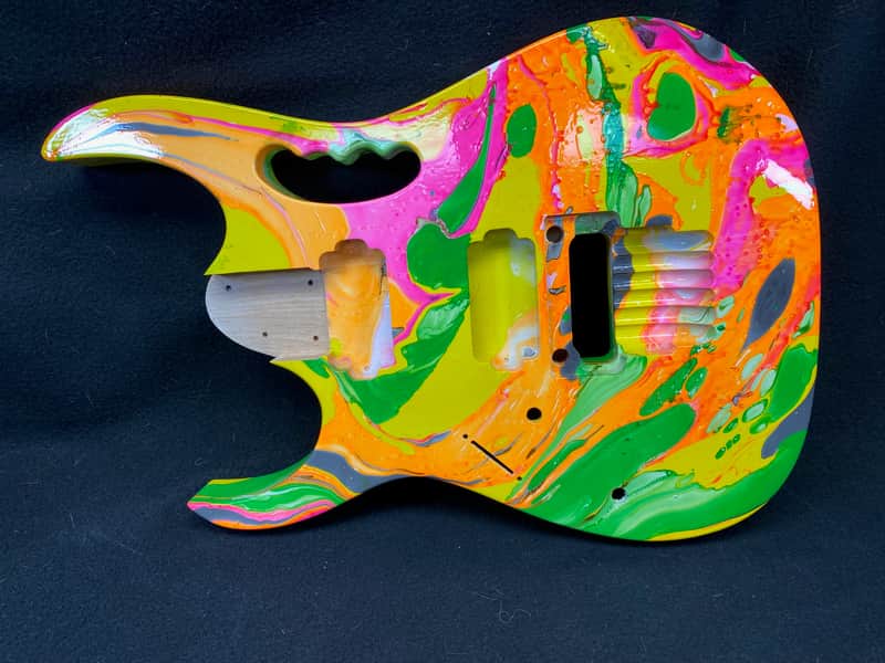 Neon multicolor swirled alder 6 string Jem style guitar body, LEFTY, HxH, AANJ, rear route- RB215 image 1