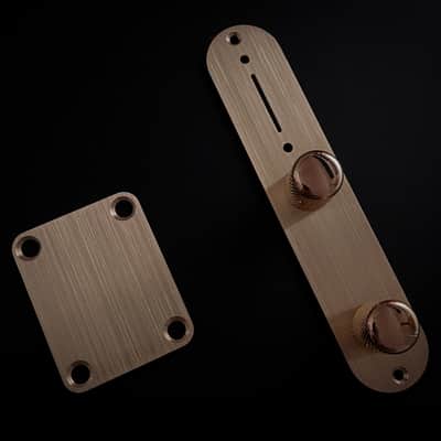 Made-to-Order - Brushed Gold - Control Plate, Neck Plate and Knobs for Telecaster - Hand-finished image 2
