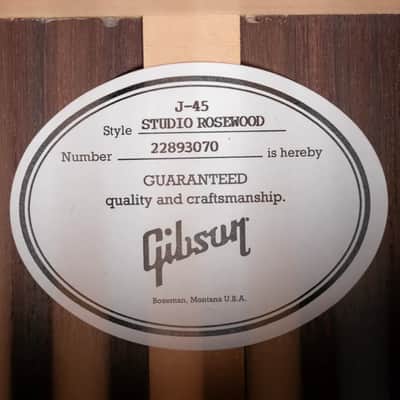 Gibson J-45 Studio Rosewood Acoustic/Electric Guitar - Satin Rosewood Burst with Hardshell Case - Floor Model image 13