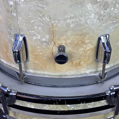 Vintage Rogers Drum Kit 12/16/20/14 Snare - White Marine Pearl image 10