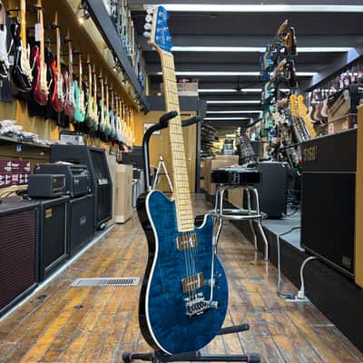 Ernie Ball Music Man Axis Super Sport MM90 Tremolo Electric Guitar 2012 Translucent Blue w/Hard Case image 5