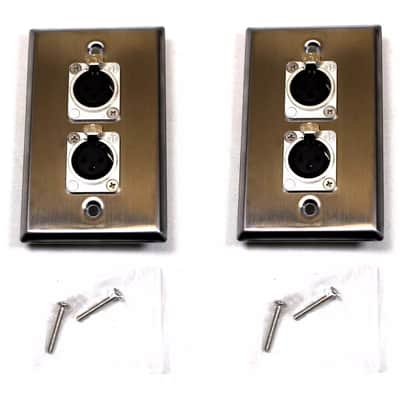 (2) Two Double XLR Single Wall Plates w Neutrik NC3FD-L-1 Female Stainless Steel image 4