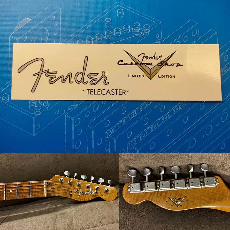 Original Fender Electric Guitar Headstock Logo Water Transfer Decal with Peel-TELE 56-Off Film image 1