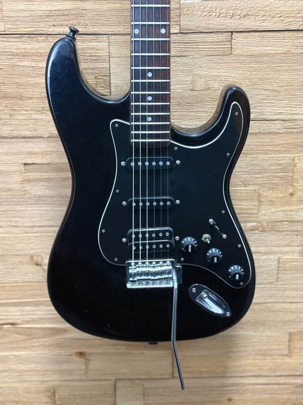 Memphis 302B Strat Style HSS electric guitar 1980's 1990's - Black- 6lbs 11oz image 1