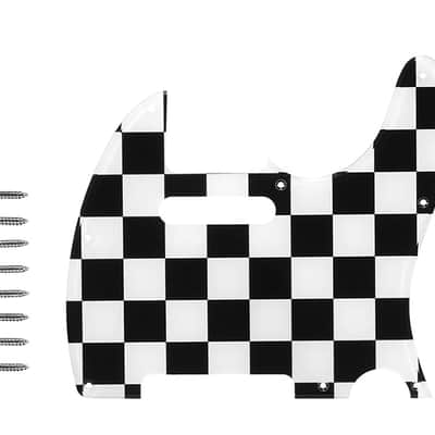 8 Hole Guitar Pickguard,Black/White Grid Guitar Pickguard Scratch Plate for Tele/Telecaster Guitar Grid Scratch Plate Pickguards for Telecaster Electric Guitar,Telecaster Style Pickguard image 1