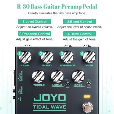 JOYO R-30 Tidal Wave Bass Guitar Pedal Preamp Overdrive +EQ + Noise Reduction + DI image 11