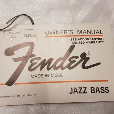 1977 Fender Jazz Bass Hang Tag image 1