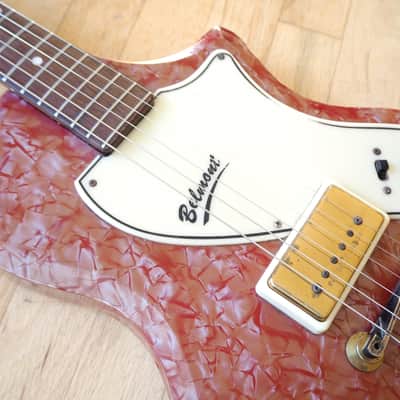 1959 Supro Belmont 1570 Vintage Electric Guitar Maroon Pearloid MOTS Valco USA image 6
