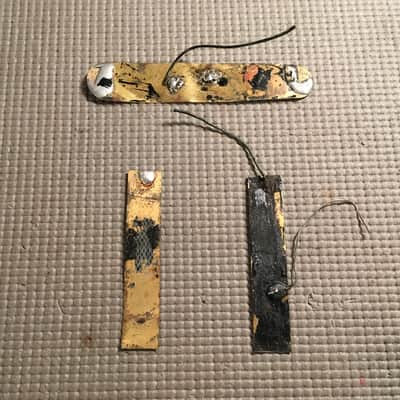 Vintage 1960s/70s Fender Jazz Bass Ground Plates - Brass Cavity Shields 1970s 60s image 1