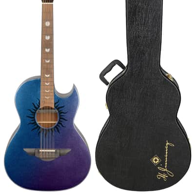 H. Jimenez Colección de Galaxia Aurora Borealis Bajo Quinto Glossy Purple to Blue Color Changing Sparkle Finish Acoustic +Hardshell Case | Authorized Dealer image 1
