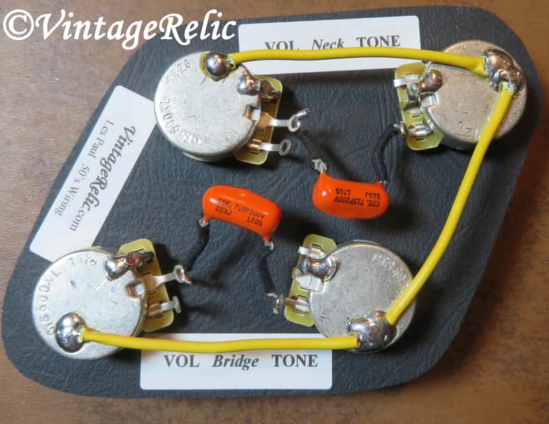 Wiring Kit Orange Drop .022uF Caps CTS 550k LONG shaft pots for Gibson Les Paul image 1